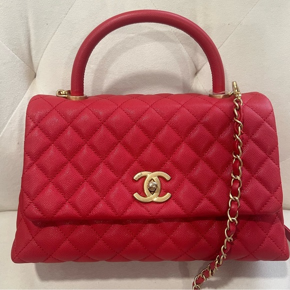 CHANEL Handbags - ❤️Coco Chanel Top handle Red Quilted Caviar Bag